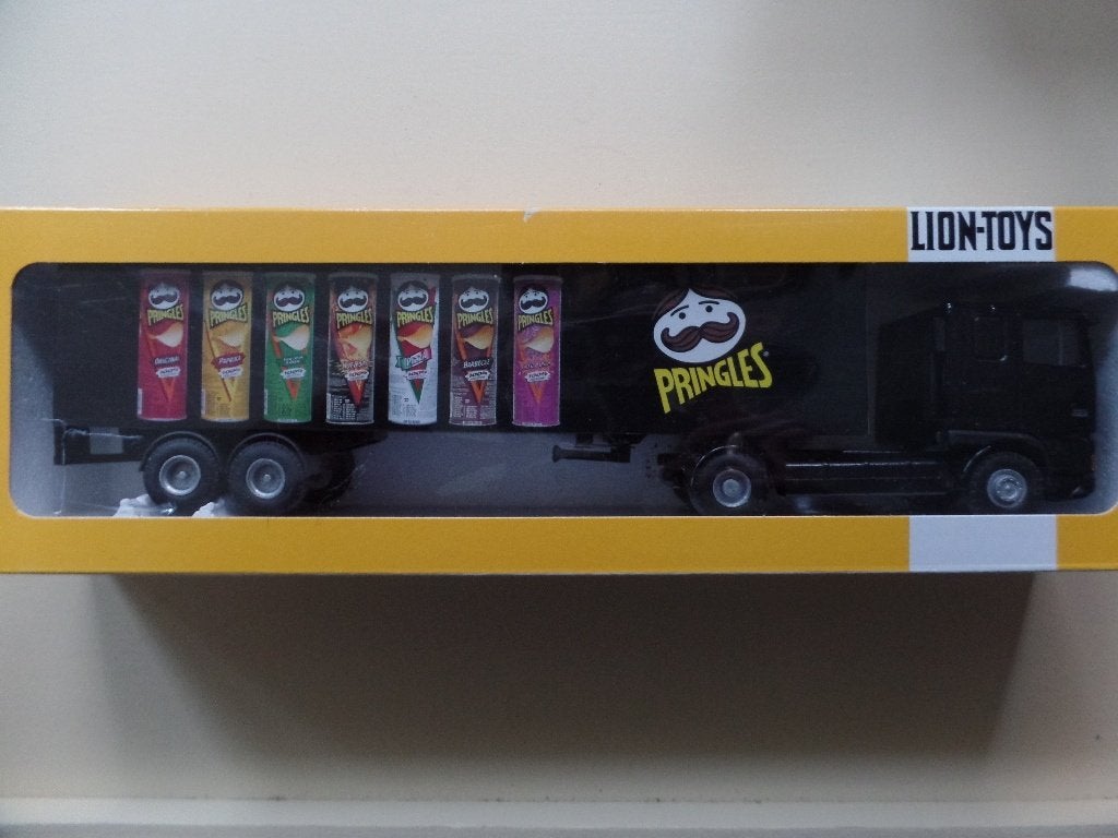 DAF trekker/oplegger Lion Toys Pringels, Verzenden, Zo goed als nieuw, Bus of Vrachtwagen, Lion Toys