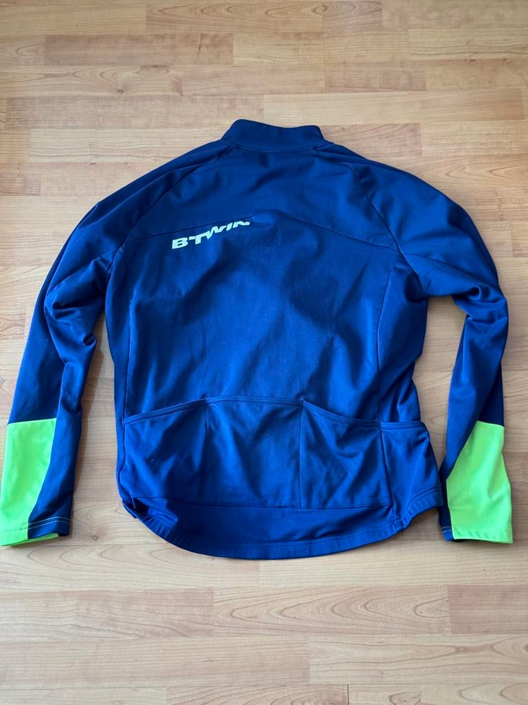 B'TWIN Fietsjack - Blauw/Neon Groen - Maat L, Ophalen of Verzenden, Zo goed als nieuw