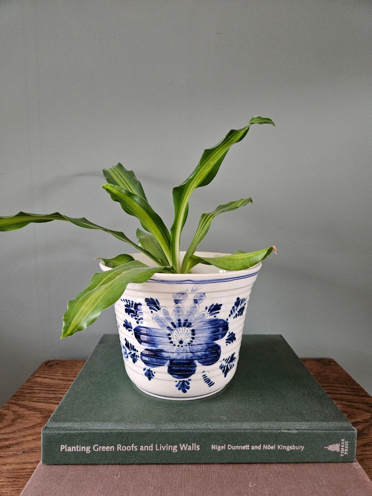 Delfts blauw bloempot, vintage, Ophalen of Verzenden