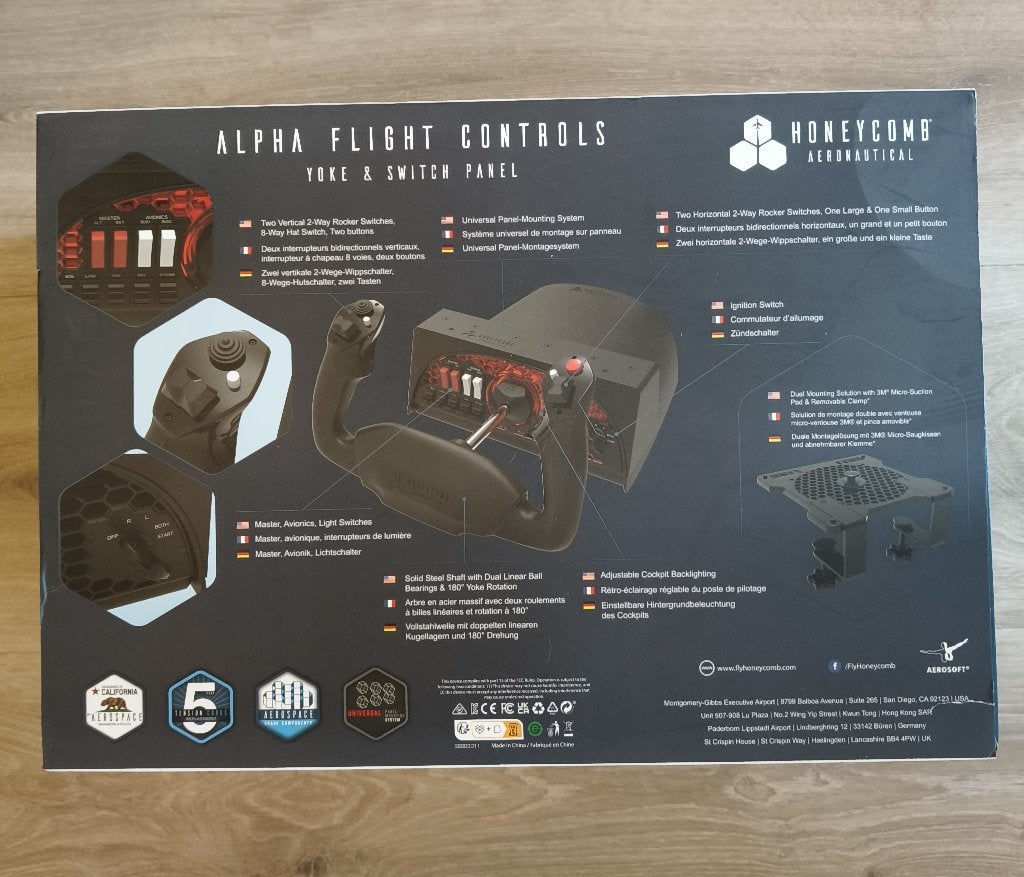 Honeycomb Alpha Flight Controls Yoke & Switch Panel, Computers en Software, Joysticks, Ophalen, Zo goed als nieuw, Honeycomb Aeronautical