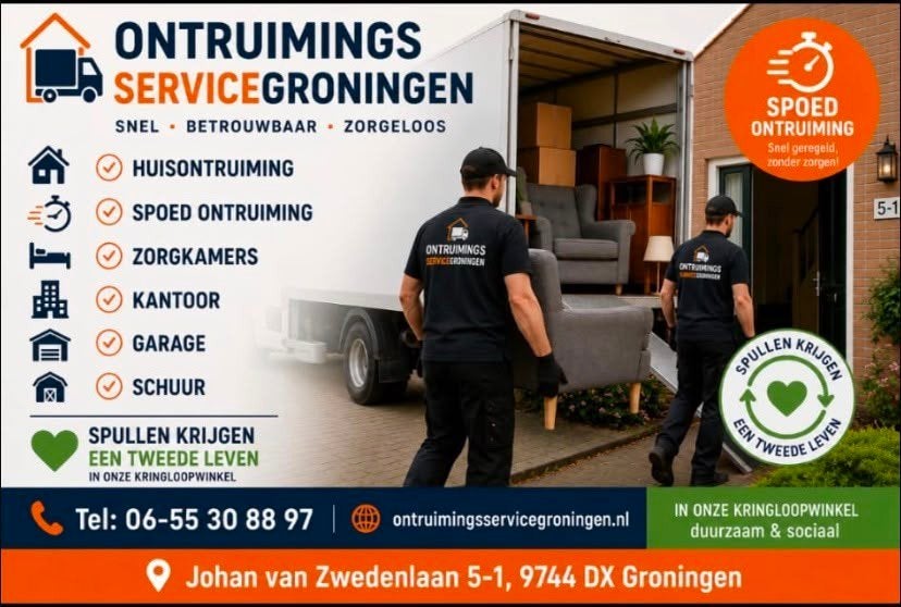Onruimingsservicegroningen, Huis en Inrichting, Complete inboedels, Ophalen of Verzenden, Woningontruiming, Kringloop eem struunn