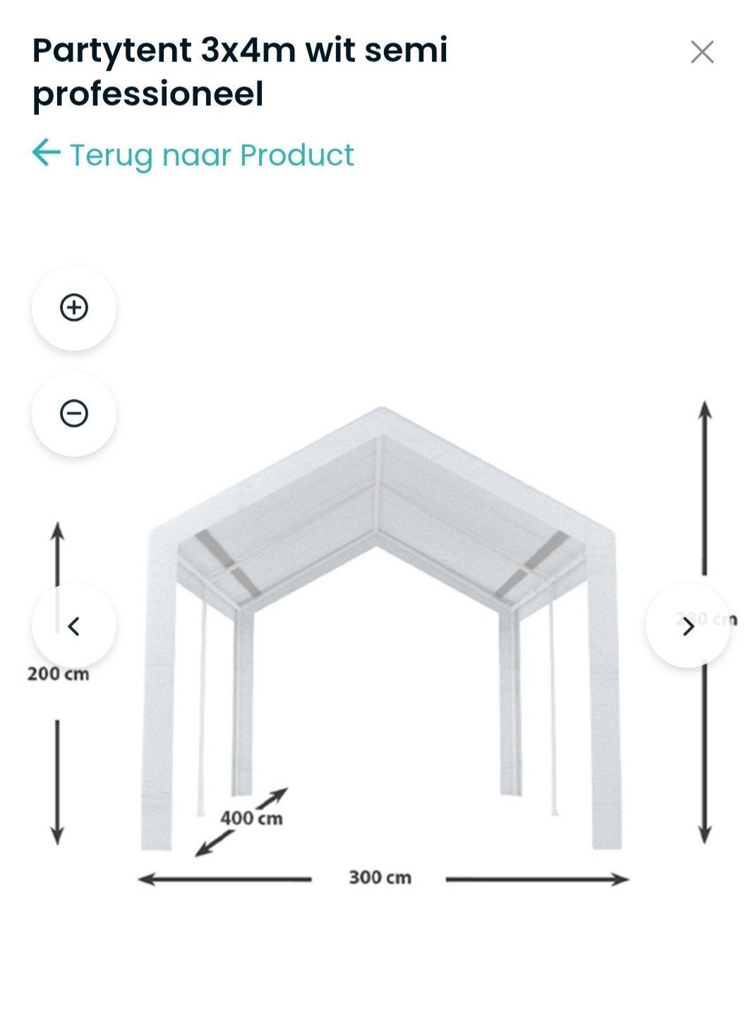 Partytent 3x4m wit semi professioneel, Partytent, Minder dan 4 meter, Nieuw, 2 meter of meer
