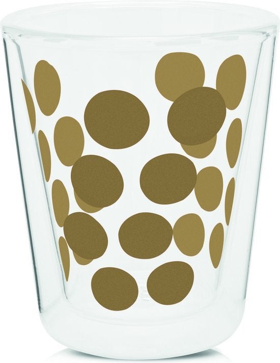 Zak!Designs Dotdot Theeglas - Dubbelwandig - 35 cl - Goud, Glas of Glazen, Nieuw, Ophalen of Verzenden, Glas