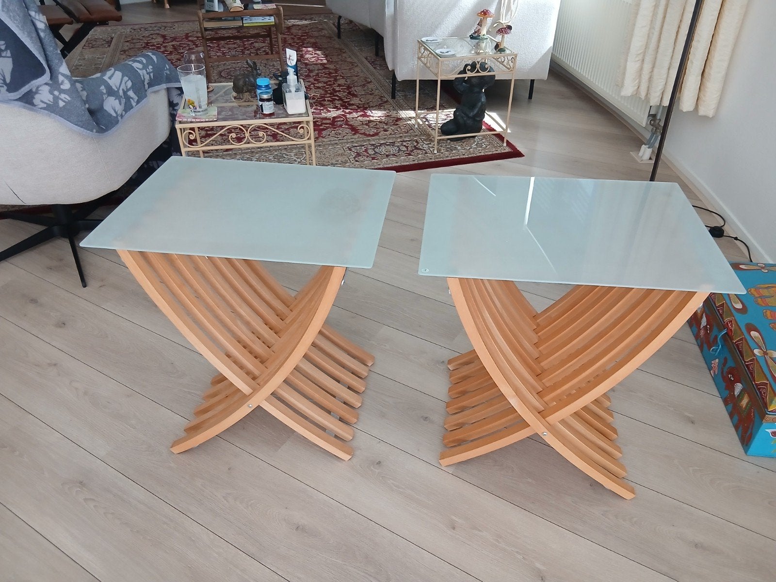 Ikea tafeltjes uit Ekeberg serie, Huis en Inrichting, Minder dan 55 cm, Vierkant, Zo goed als nieuw, Ophalen