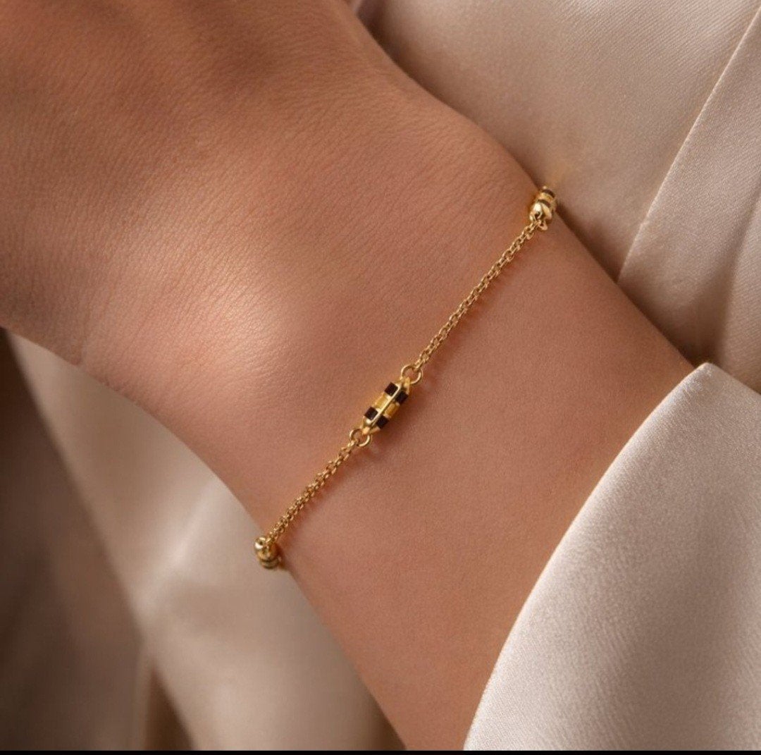 18karaat geelgoud armband met geel en rood emaille., Ophalen, Nieuw, Goud, Goud
