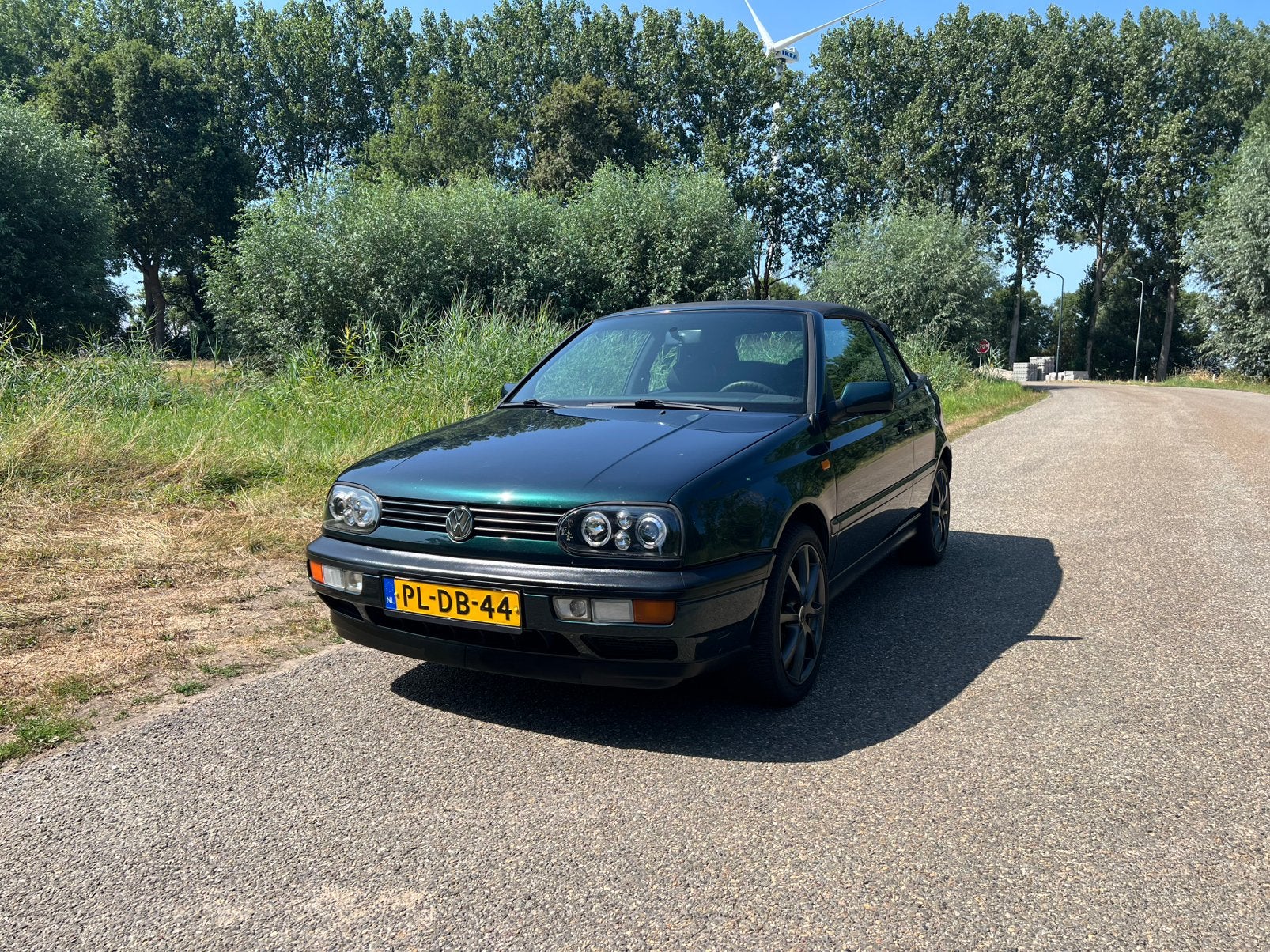 Volkswagen Golf 1.8 Cabriolet Mk3 1996 Groen, Auto's, Voorwielaandrijving, Stof, 74 pk, Zwart