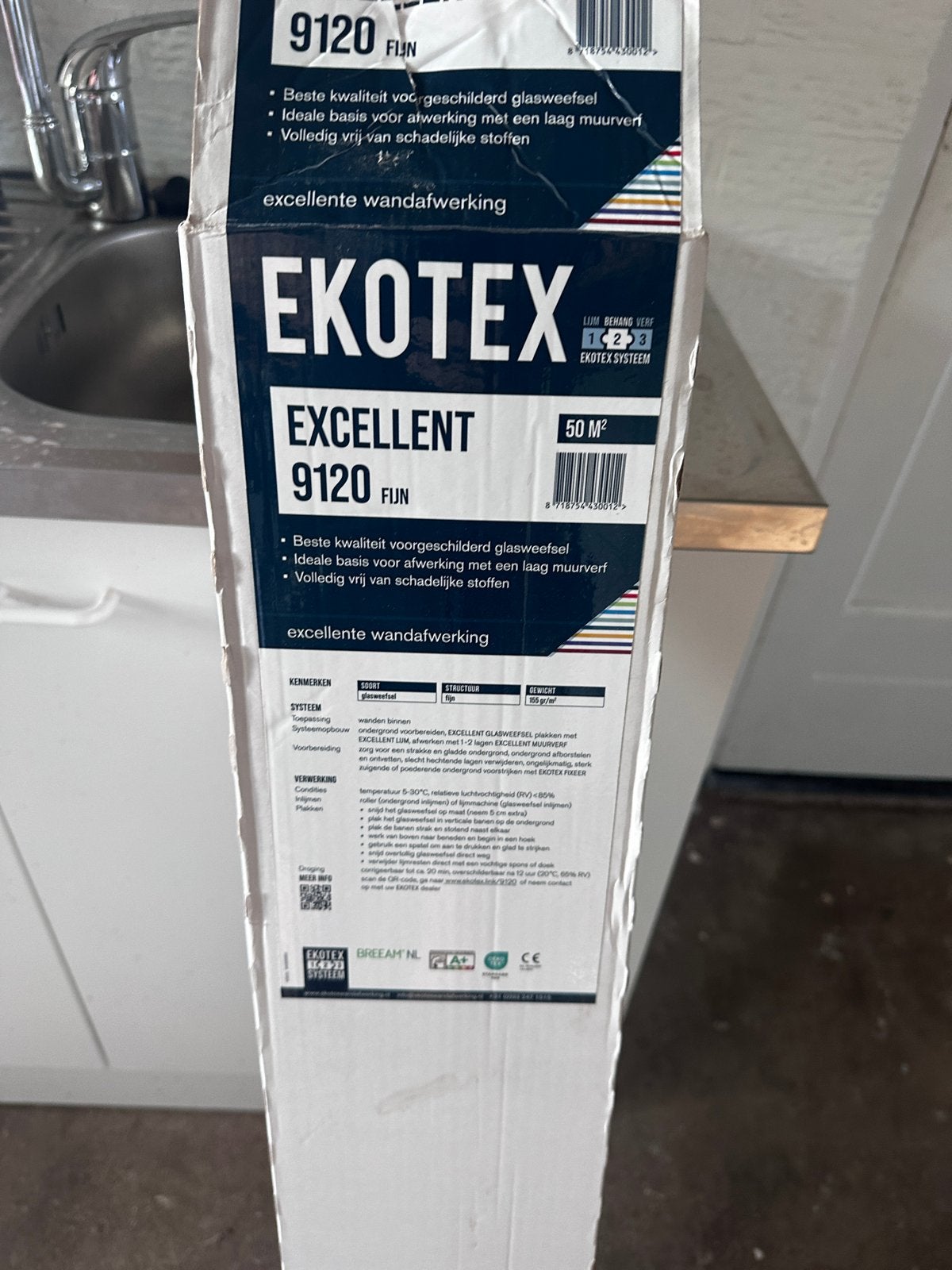 Ekotex Excellent 9120 Fijn Glasweefsel 50m², Ophalen, Wandtegels, Nieuw, Minder dan 20 cm