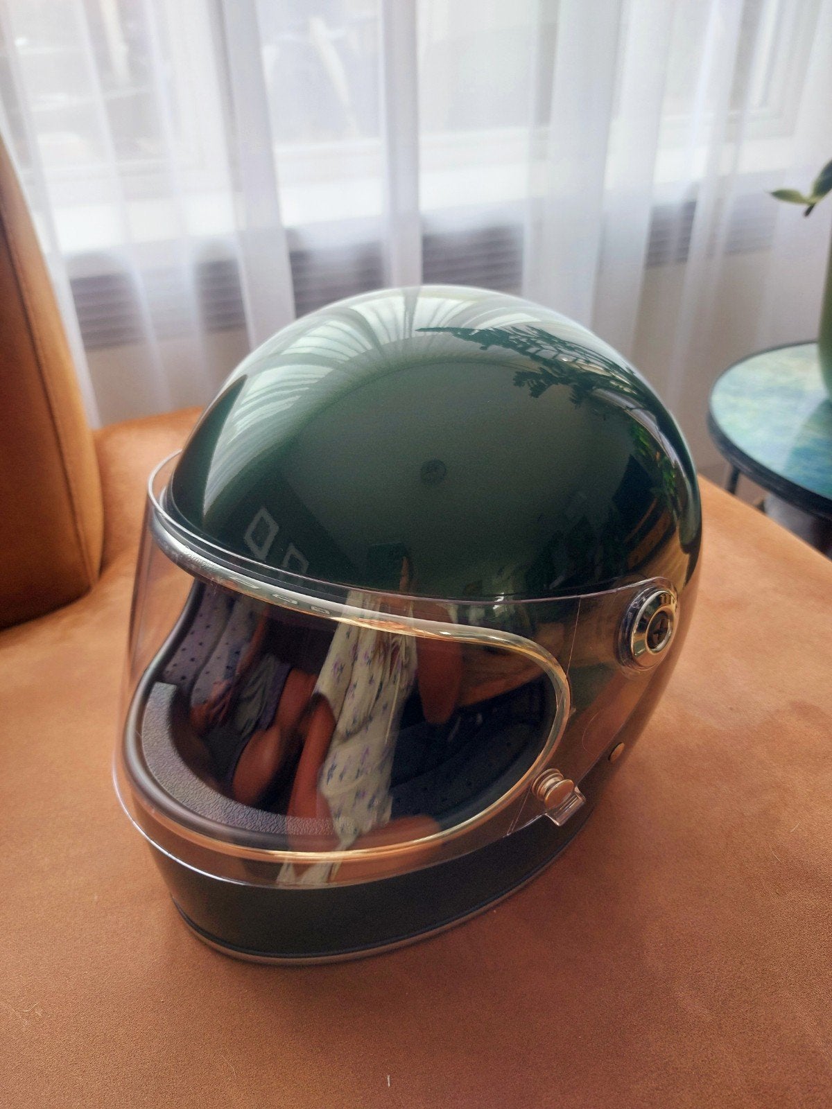 Biltwell retro motorhelm – groen metallic – maat S, Fietsen en Brommers, Brommerhelmen, Ophalen