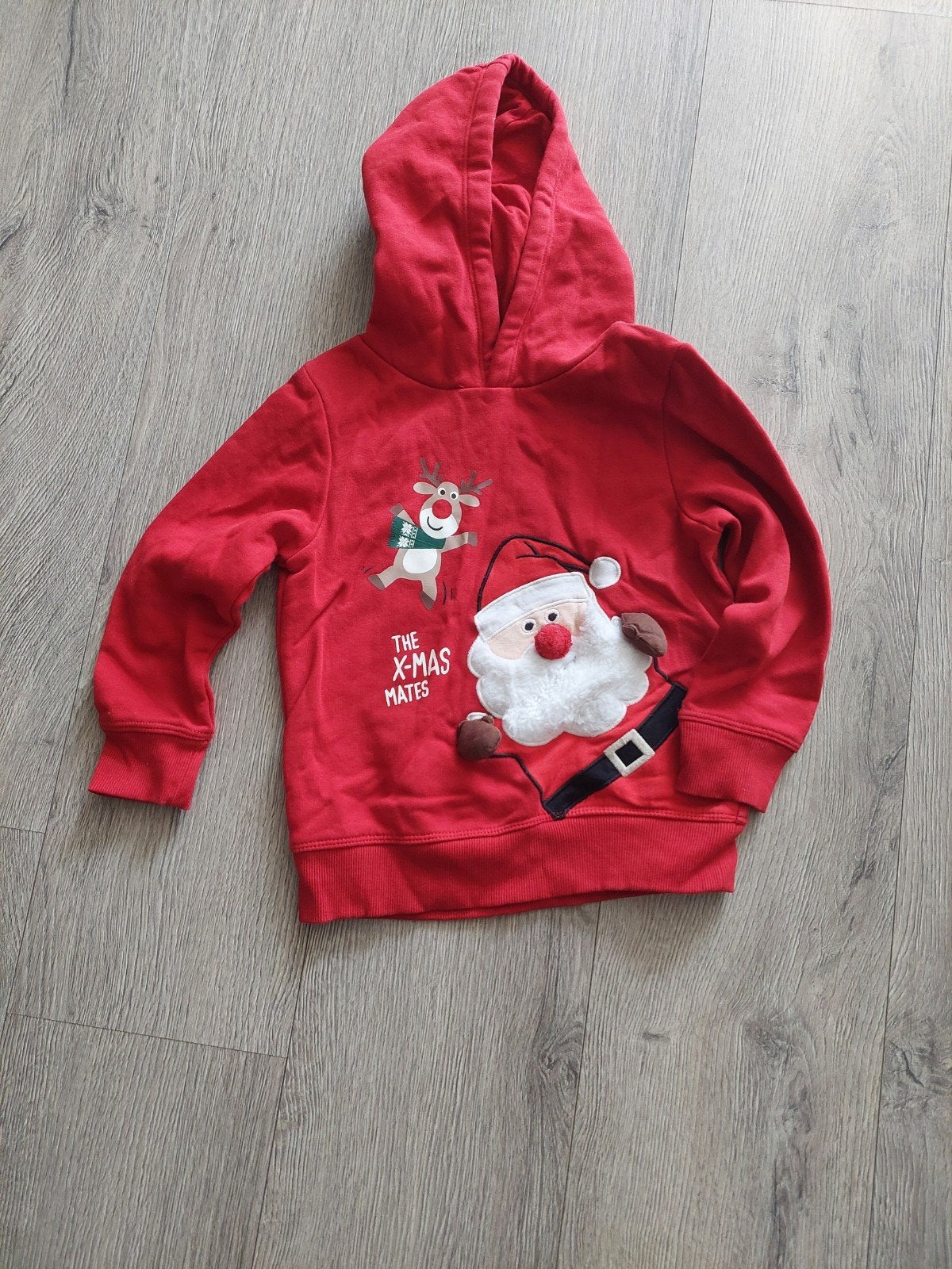 C&A Kersttrui met capuchon - Maat 110 (5 jaar), Gebruikt, C&A, Jongen of Meisje, Trui of Vest