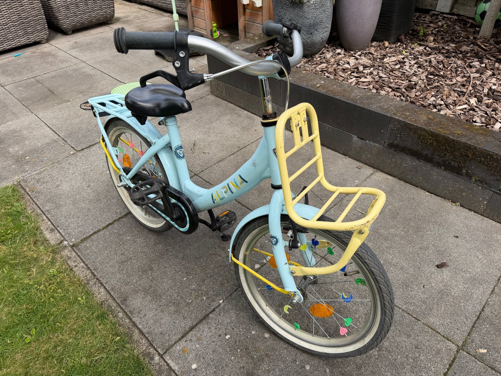 Alpina kinderfiets 18 inch gebruikt, Ophalen, Gebruikt, Velgrem, 16 tot 20 inch
