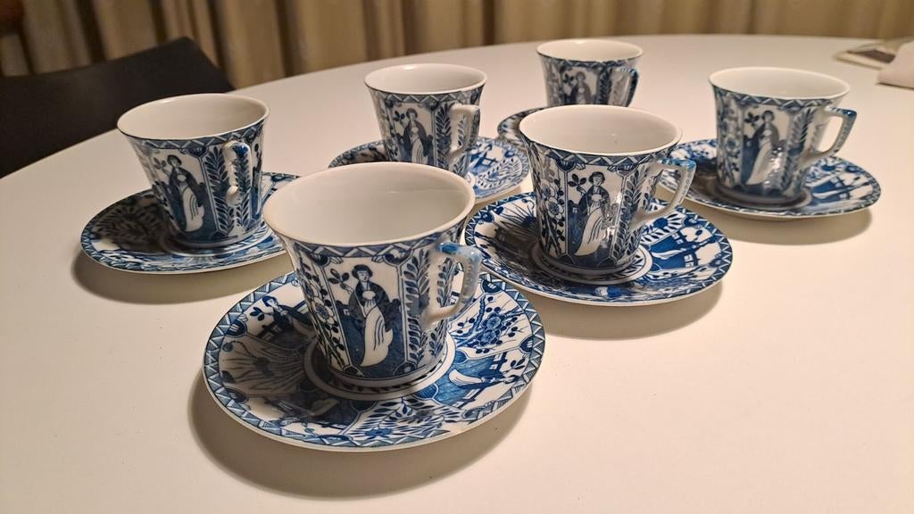 6 Lange Lijs theekopjes, Antiek en Kunst, Ophalen of Verzenden