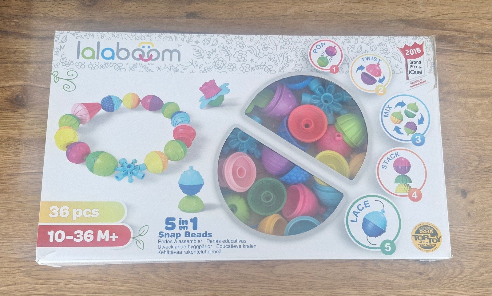 Lalaboom 5 in 1 Educatief Speelgoed montessori 10-36M+, Ophalen of Verzenden, Zo goed als nieuw, Bouwen