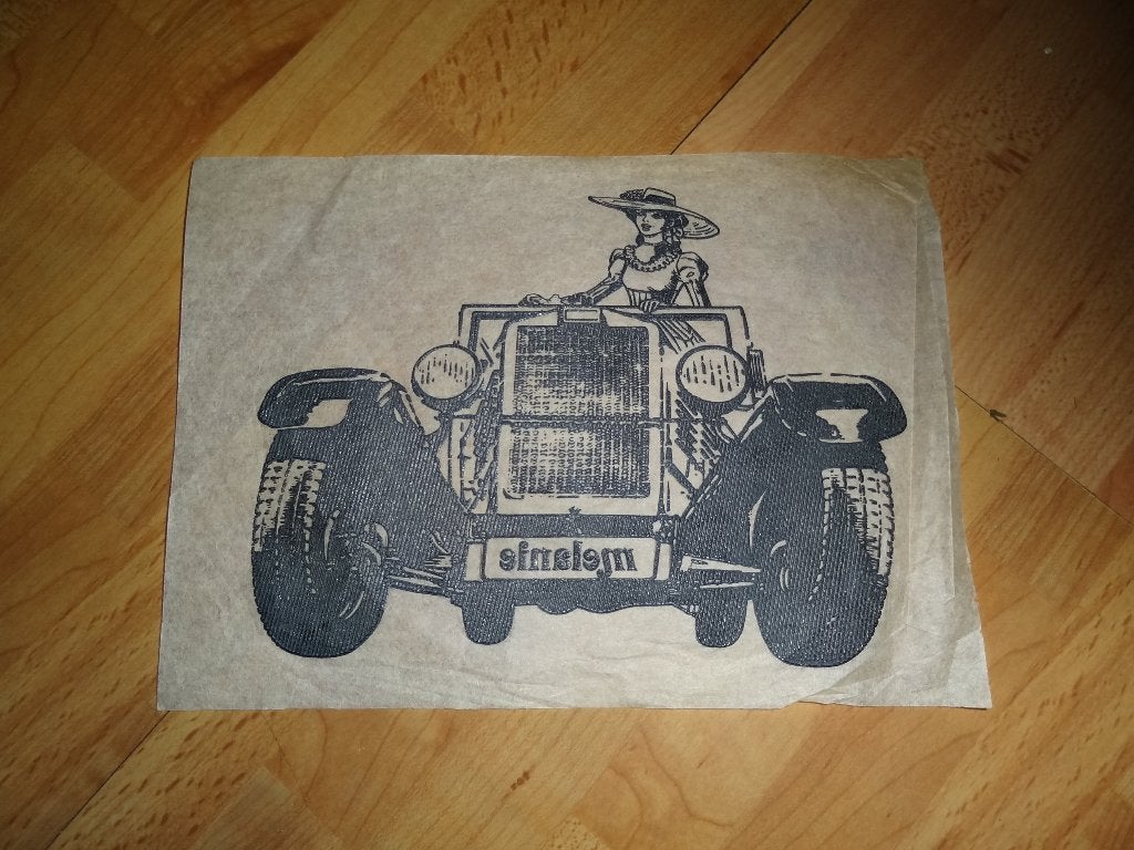 opstrijkplaat Melanie met auto jaren 70, Verzamelen, Ophalen of Verzenden, Gebruikt, Foto of Kaart
