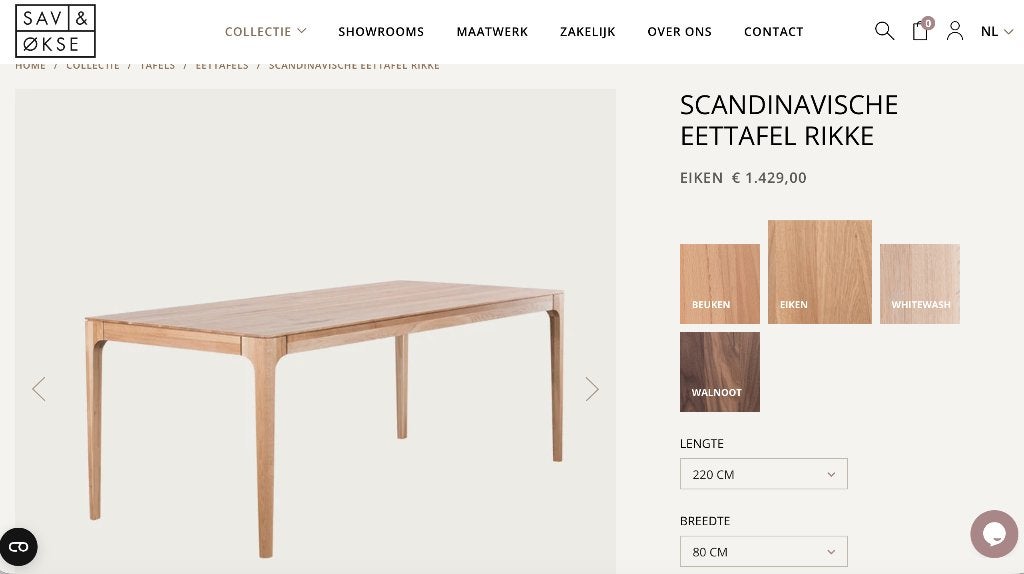 Sav en Okse eettafel Rikke eiken geolied 220 x 80 cm, Ophalen, 200 cm of meer, Scandinavisch, 50 tot 100 cm