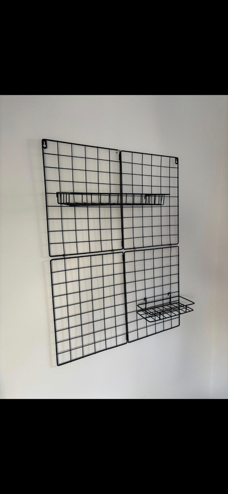 Zwart metalen wandrek / memobord – 60 x 80 cm, Huis en Inrichting, Ophalen, Gebruikt