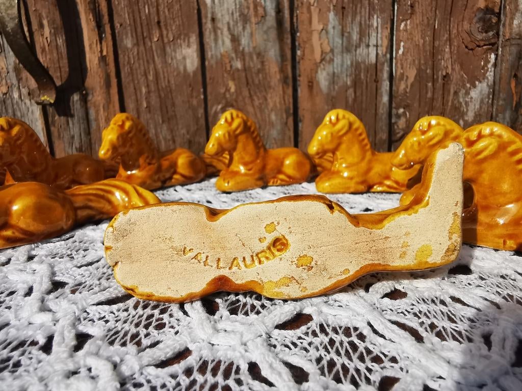 Messenleggers Vallauris paardjes 8st van aardewerk Miekje, Ophalen of Verzenden
