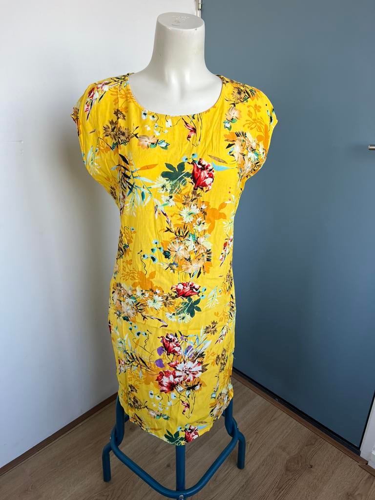 Denim hunter zomers geel jurkje 36 bloemen vrolijk, Geel, Ophalen of Verzenden, Zo goed als nieuw, X