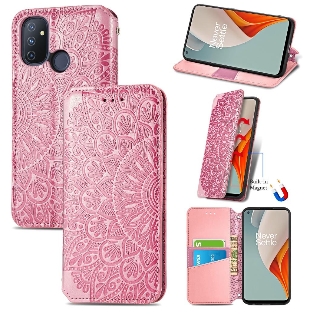 Luxe PU Lederen Wallet Case Set for OnePlus Nord N100 _ Roze, Verzenden, Nieuw, Hoesje of Tasje