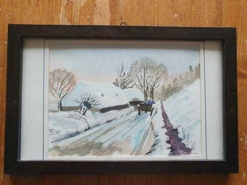 Aquarel Twente winter 93 Fred Jaarsma Kunstschilder, Antiek en Kunst, Ophalen