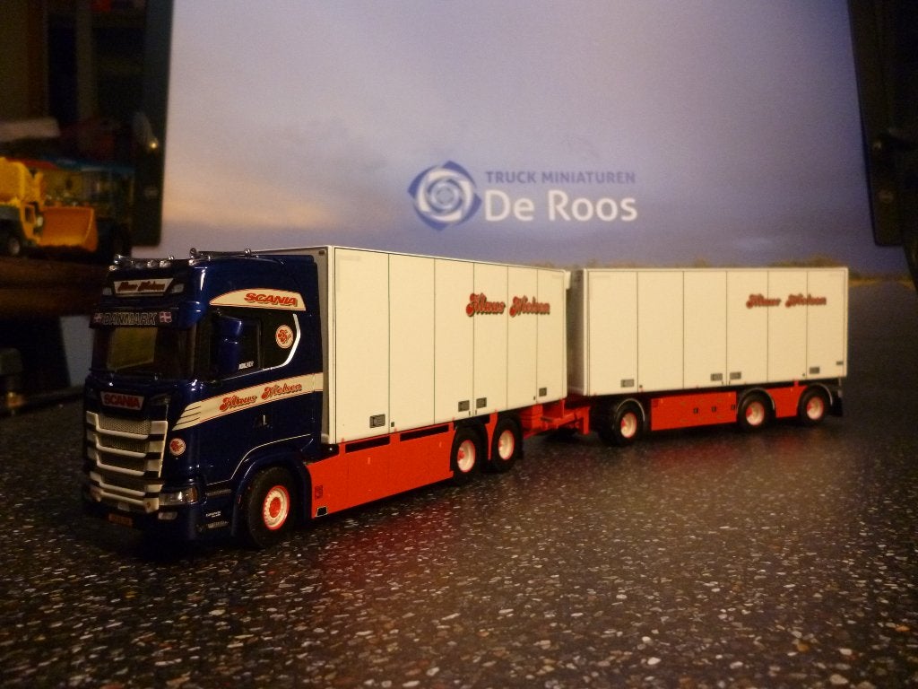 WSI Scania S 660 combi Klaus Nielsen met certificaat, Hobby en Vrije tijd, Modelauto's | 1:50, Ophalen of Verzenden, Nieuw, Bus of Vrachtwagen