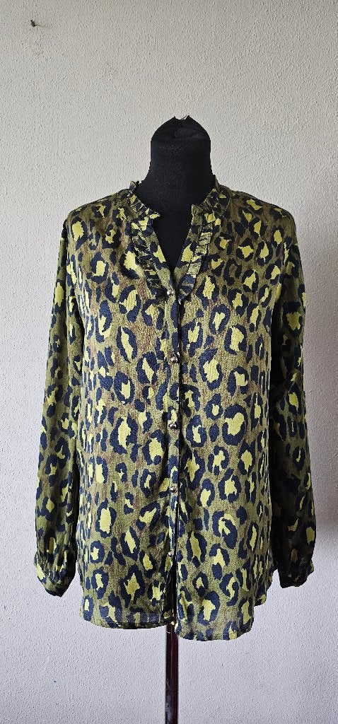 Moliin blouse met luipaardprint - Maat 38 (22525), Maat 38/40 (M), Moliin, Ophalen of Verzenden, Gedragen