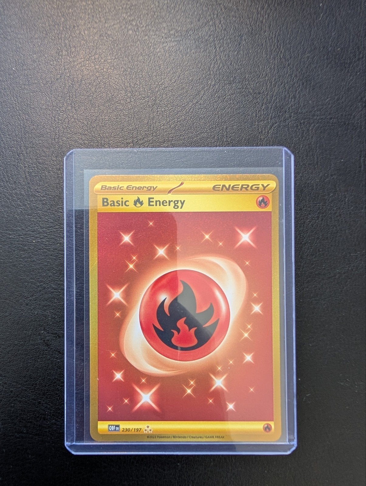 Gouden Fire Energy Pokémon kaart 230/197, Ophalen of Verzenden, Zo goed als nieuw, Losse kaart, Foil