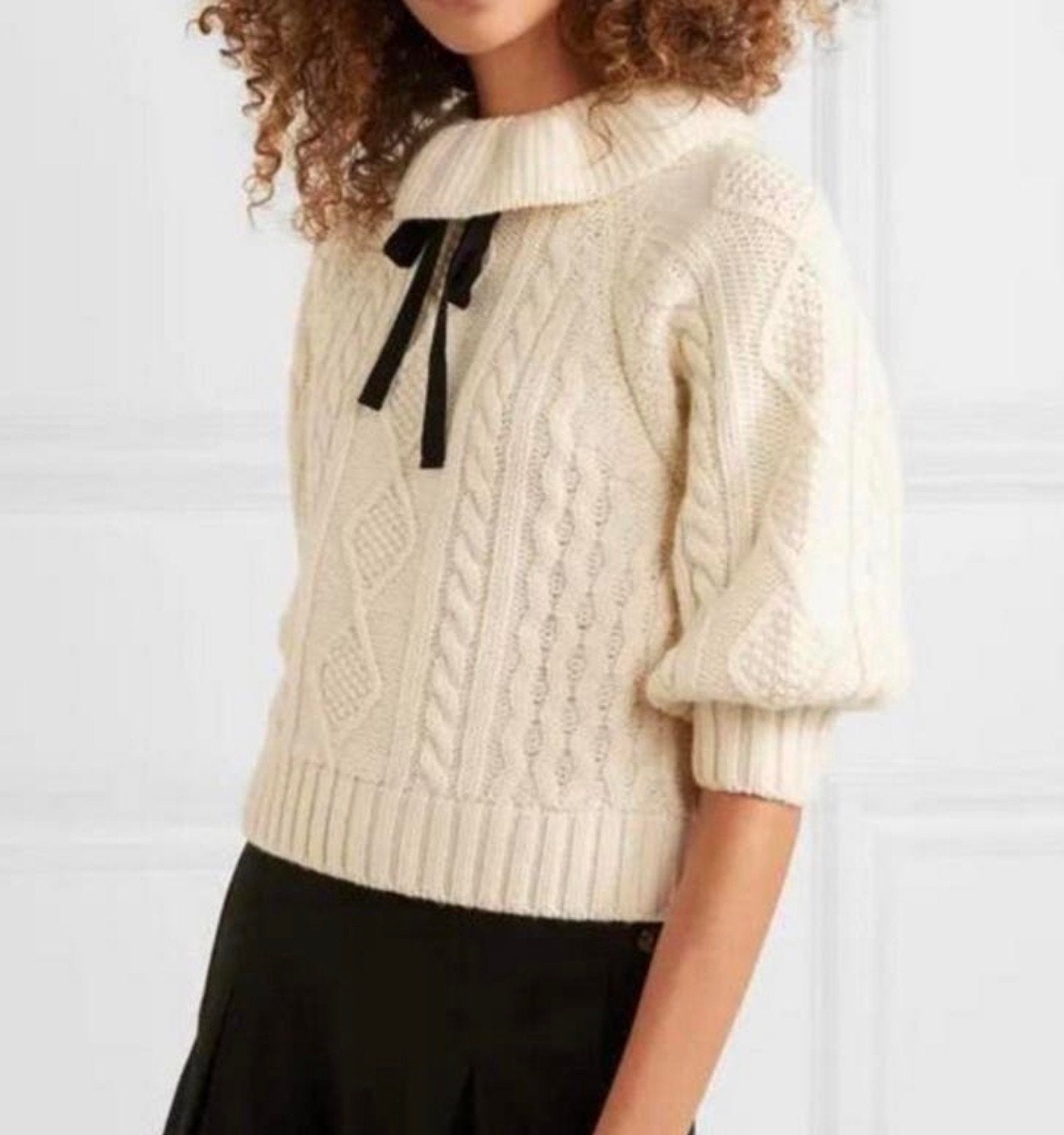 Red Valentino Zeldzame korte Kabeltrui XS Pierrotkraag strik, Wit, Ophalen of Verzenden, Zo goed als nieuw, H