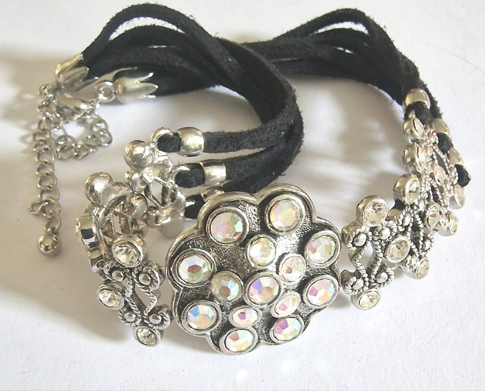 ketting met strass, Sieraden, Tassen en Uiterlijk, Kettingen, Ophalen of Verzenden, Zilver, Overige materialen, Verstelbaar