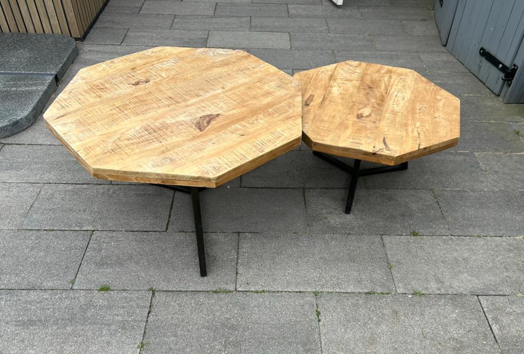 Achthoekige salontafel set, Ophalen, Gebruikt, 50 tot 100 cm, Overige vormen