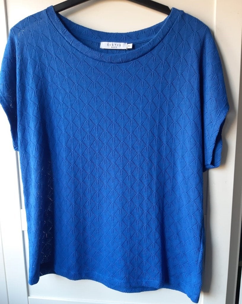 Kobaltblauwe top met structuur Costes maat XL, Kleding | Dames, Tops, Blauw, Maat 46/48 (XL) of groter, Nieuw, Ophalen of Verzenden