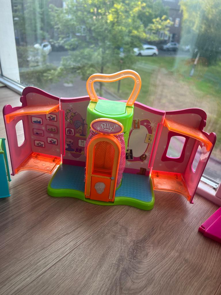 Grote Polly Pocket set met hotel, bus, kermis en accessoires, Ophalen, Gebruikt, Poppenhuis