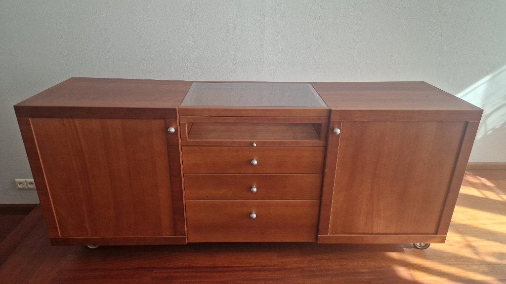 dressoir (design van kersenhout), Ophalen, Glas, Gebruikt, Met deur(en)