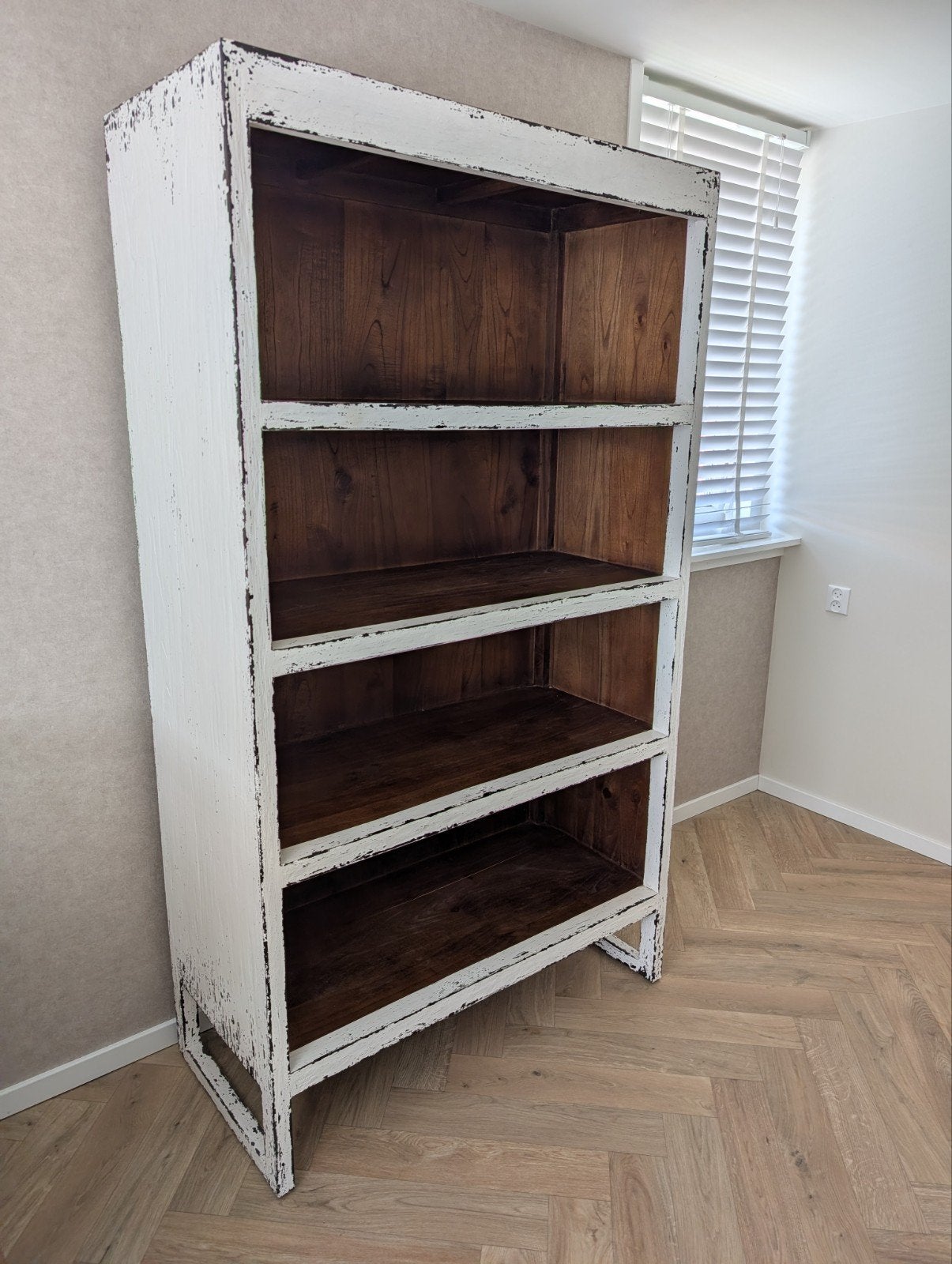 Prachtige houten kast met verweerd effect, Huis en Inrichting, Kasten | Boekenkasten, Ophalen, Met plank(en), 100 tot 150 cm, Landelijk, Industrieel, Vintage
