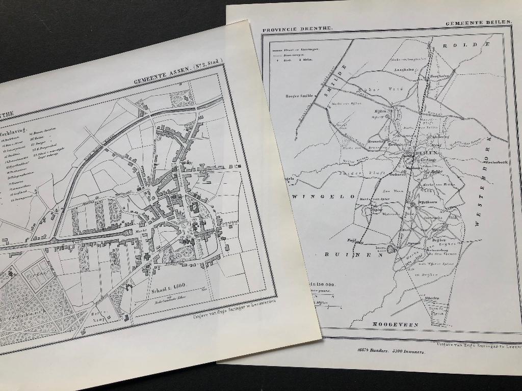 Gemeente kaarten van Drenthe. Anlo t/m Zweelo. 1867, Boeken, Ophalen of Verzenden, 1800 tot 2000, Nederland, Landkaart