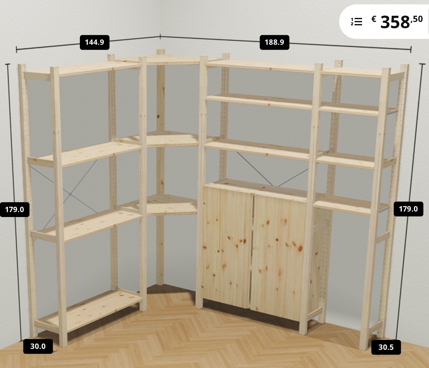 IKEA Ivar Stellingkast Graywash met Kast en Planken, Ophalen, Gebruikt