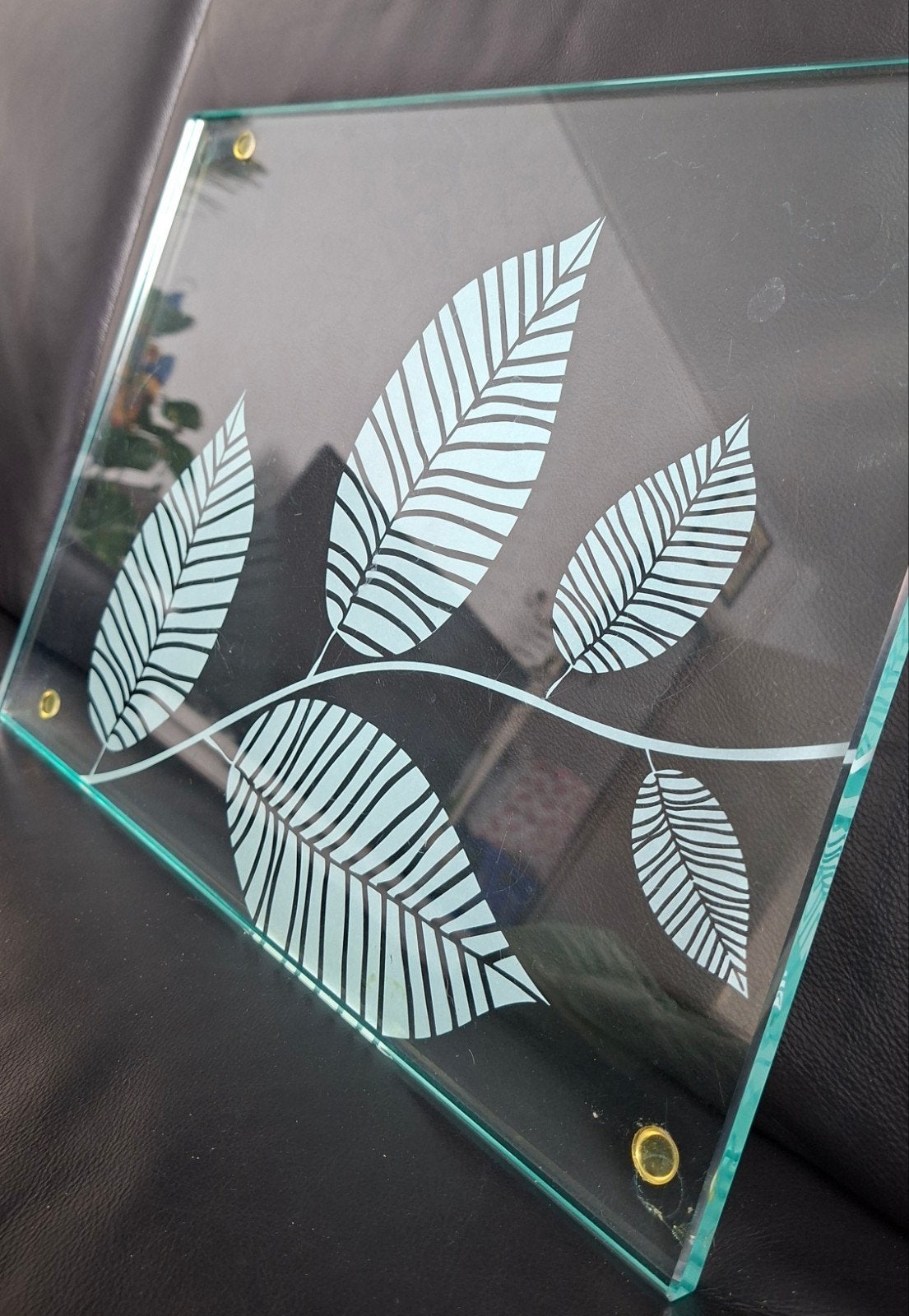 glasplaat met bladmotief, Ophalen, Glasonderzetter, Glas