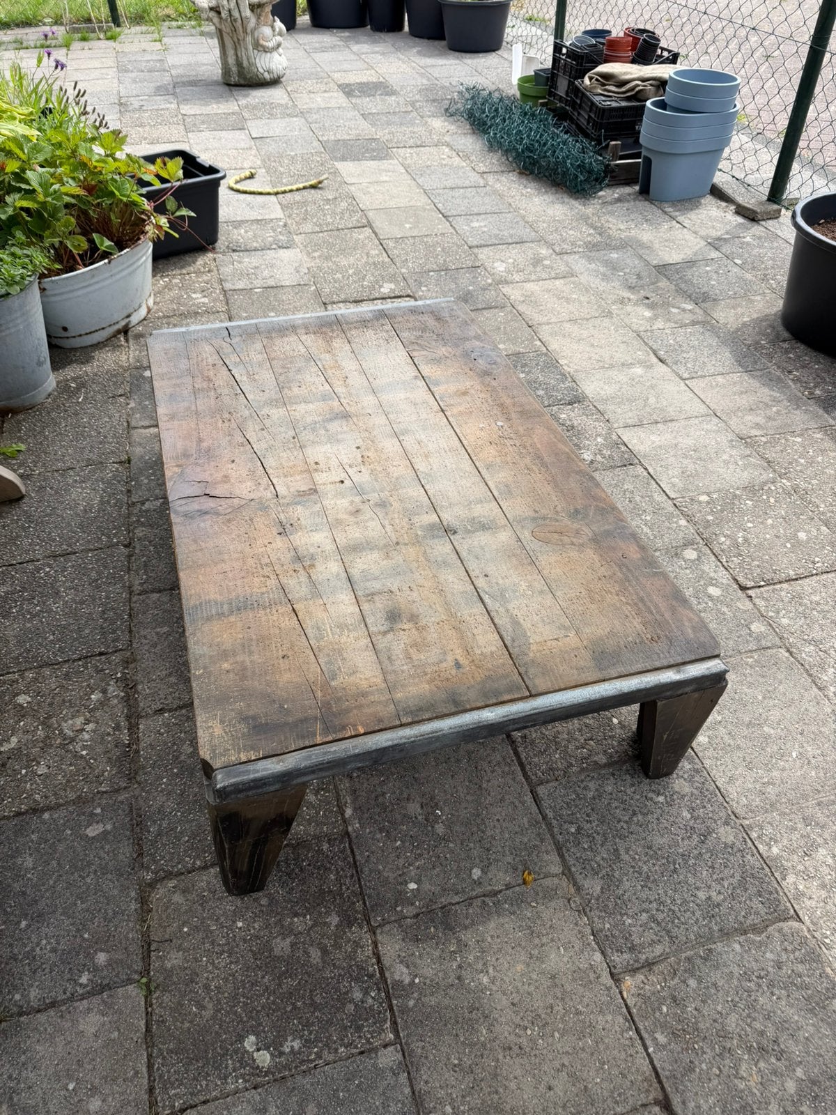 Salontafel van steenschot, Ophalen, 100 tot 150 cm, Eikenhout, 50 tot 100 cm