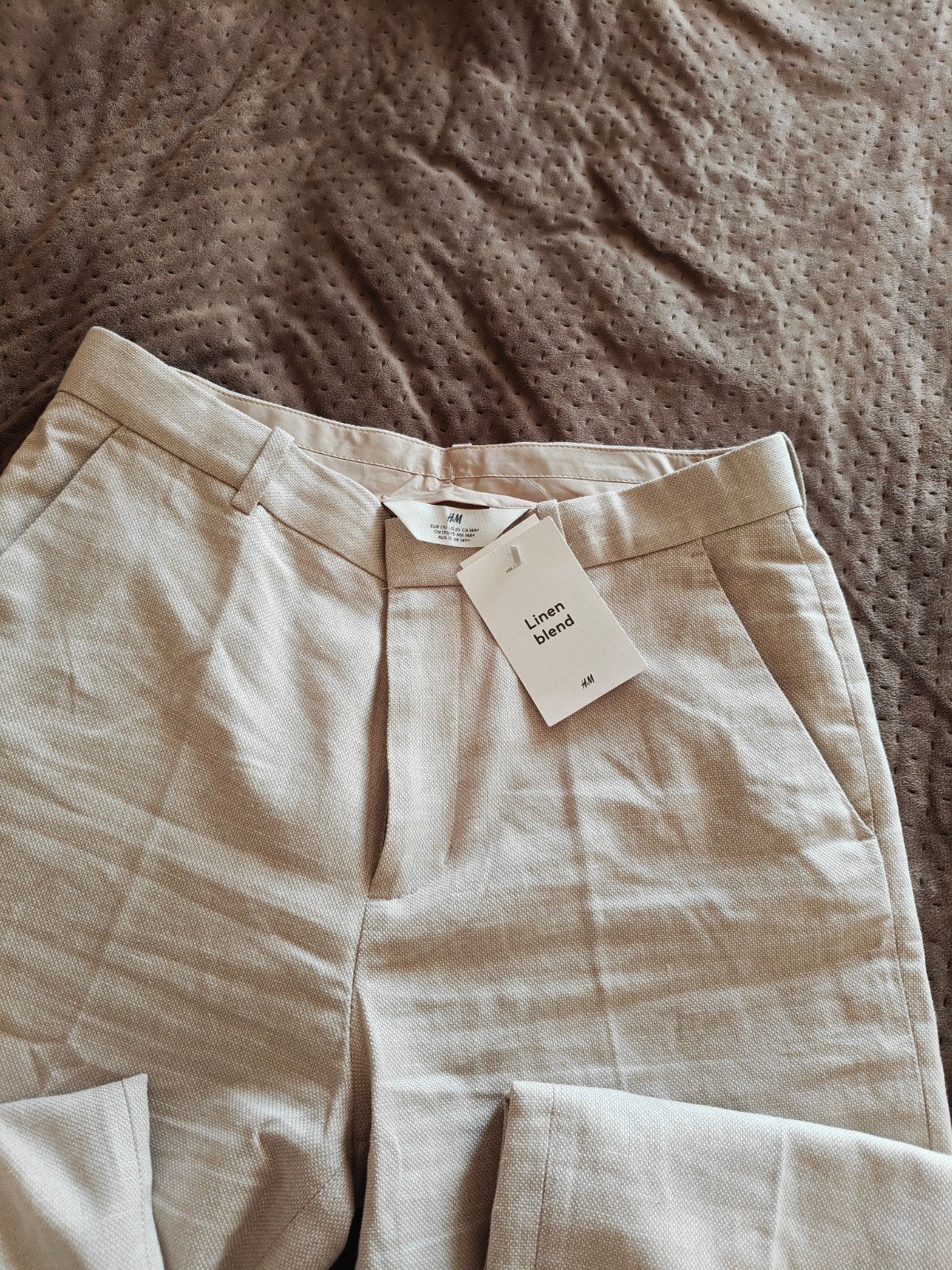 Nieuwe H&M Linnen Blend Broek - Beige, Maat 38/40 (M), H&M, Beige, Nieuw
