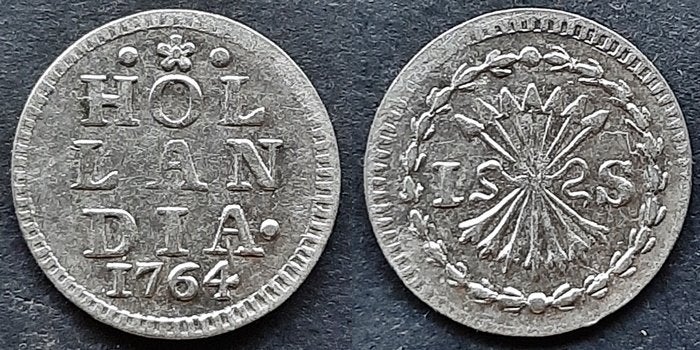 Bezemstuiver Holland 1764 Pr, Verzenden, Vóór koninkrijk, 5 cent, Zilver