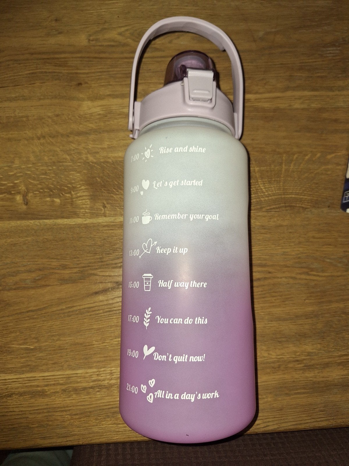 Motiverende drinkfles wit - roze/lila 2 liter, Ophalen of Verzenden, Gebruikt
