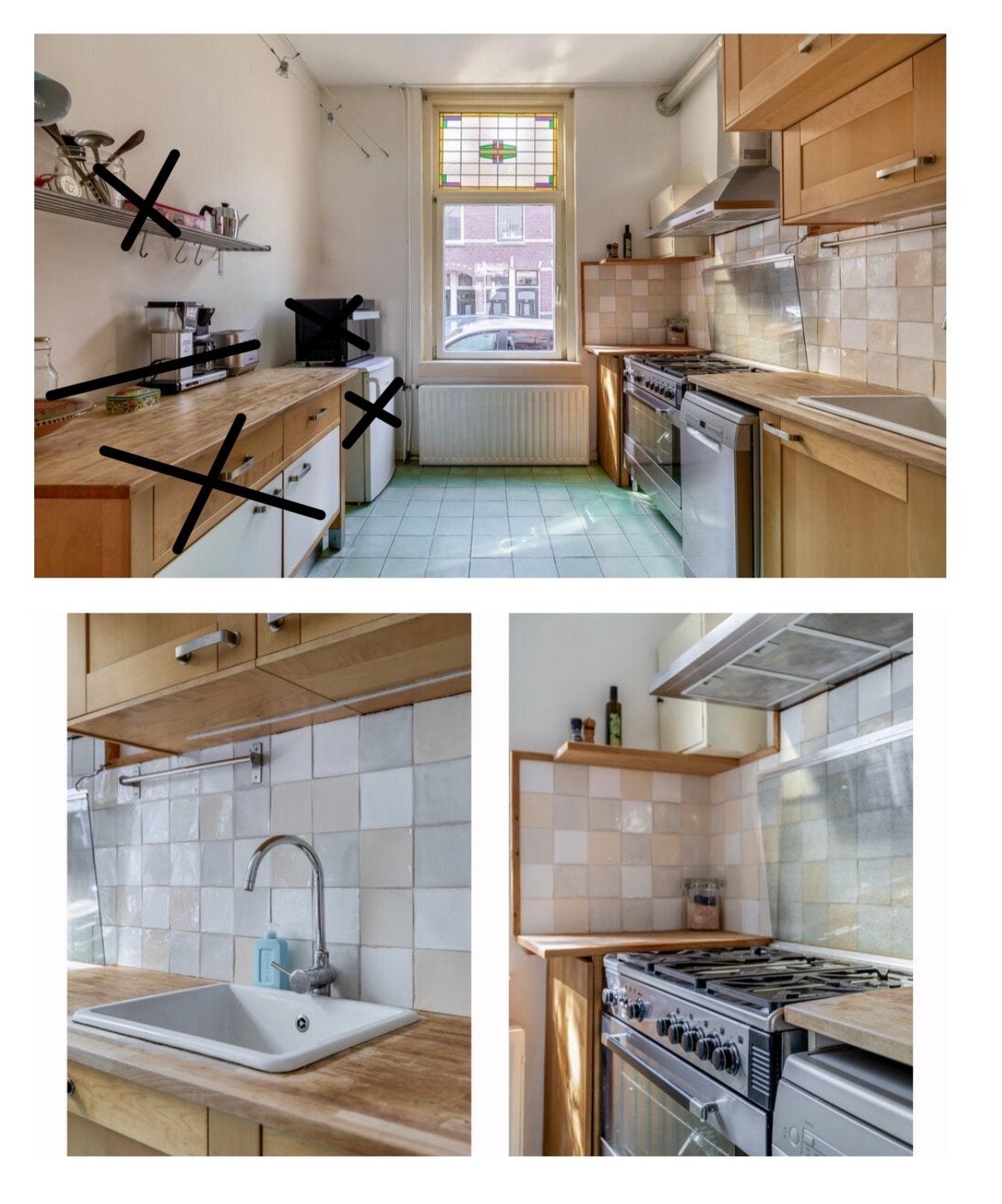 Keuken van 3 meter incl fornuis, vaatwasser, afzuigkap, Ophalen, Gebruikt, Bruin, Enkelwandige keuken