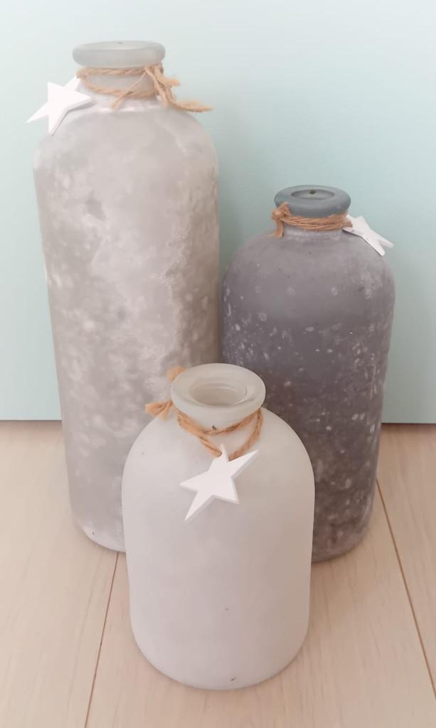 Decoratieve fles vaas met houten ster, Ophalen, Overige kleuren, Nieuw, Glas