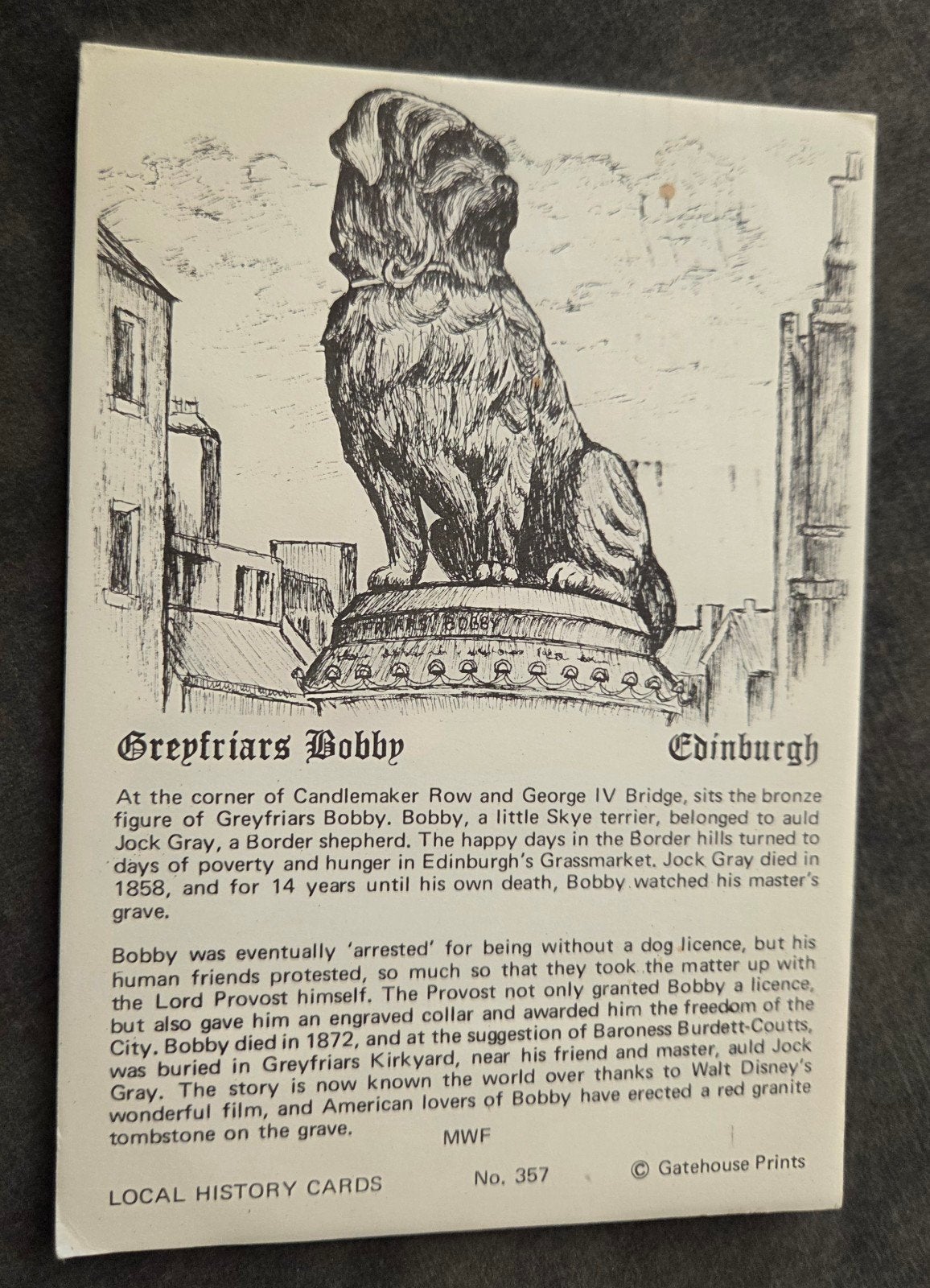 Oude ansichtkaart Greyfriars Bobby Edinburgh 1976, Verzenden, 1960 tot 1980, Gelopen, Engeland