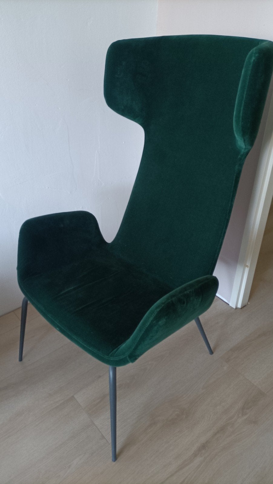 Moderne Groene Oorfauteuil, Gebruikt, Minder dan 75 cm, Ophalen of Verzenden, Metaal