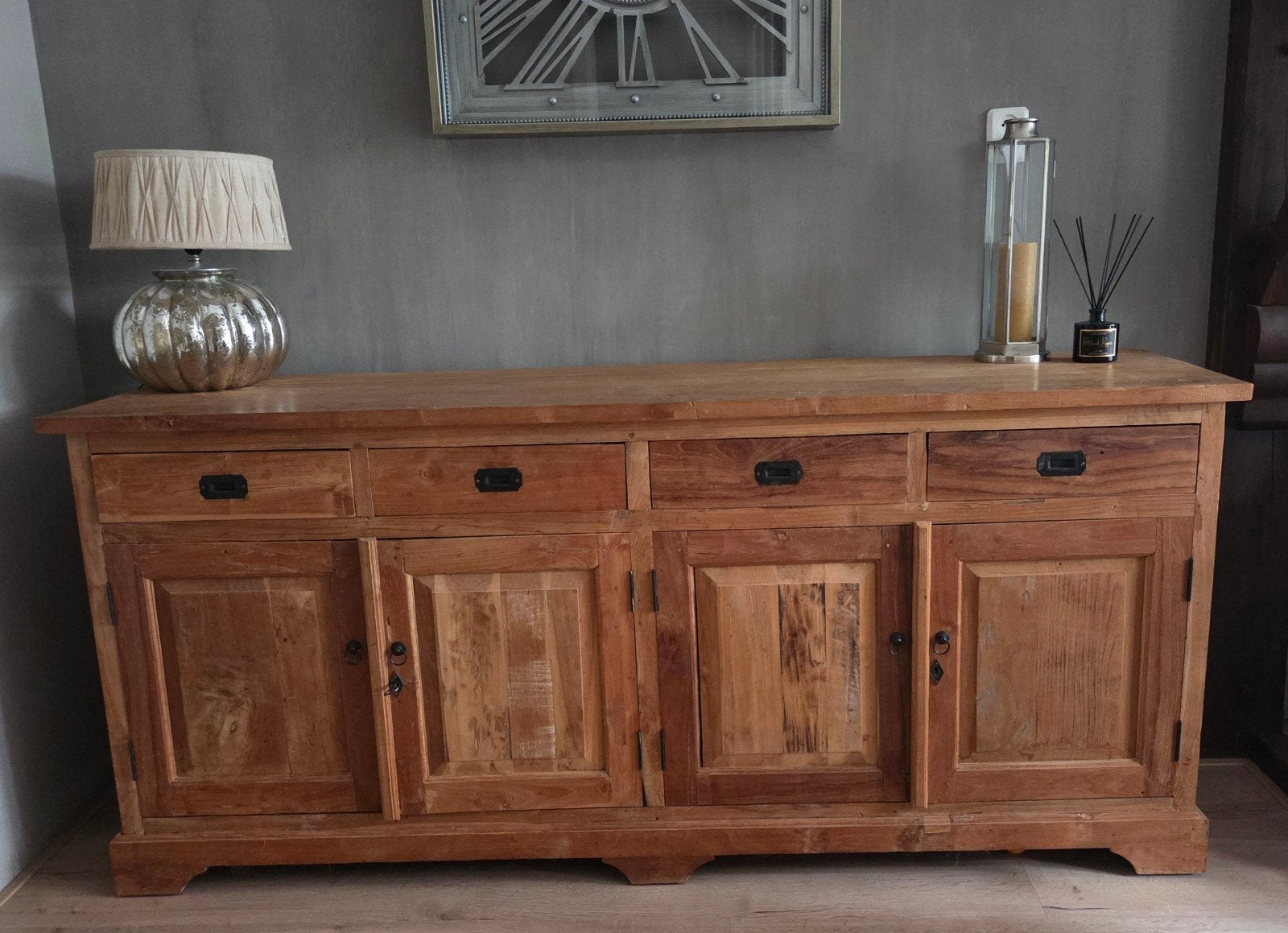 Massief Teakhouten Dressoir met Lades en Deuren, Huis en Inrichting, Kasten | Dressoirs, Ophalen, Met deur(en), Landelijk, Koloniaal, Modern