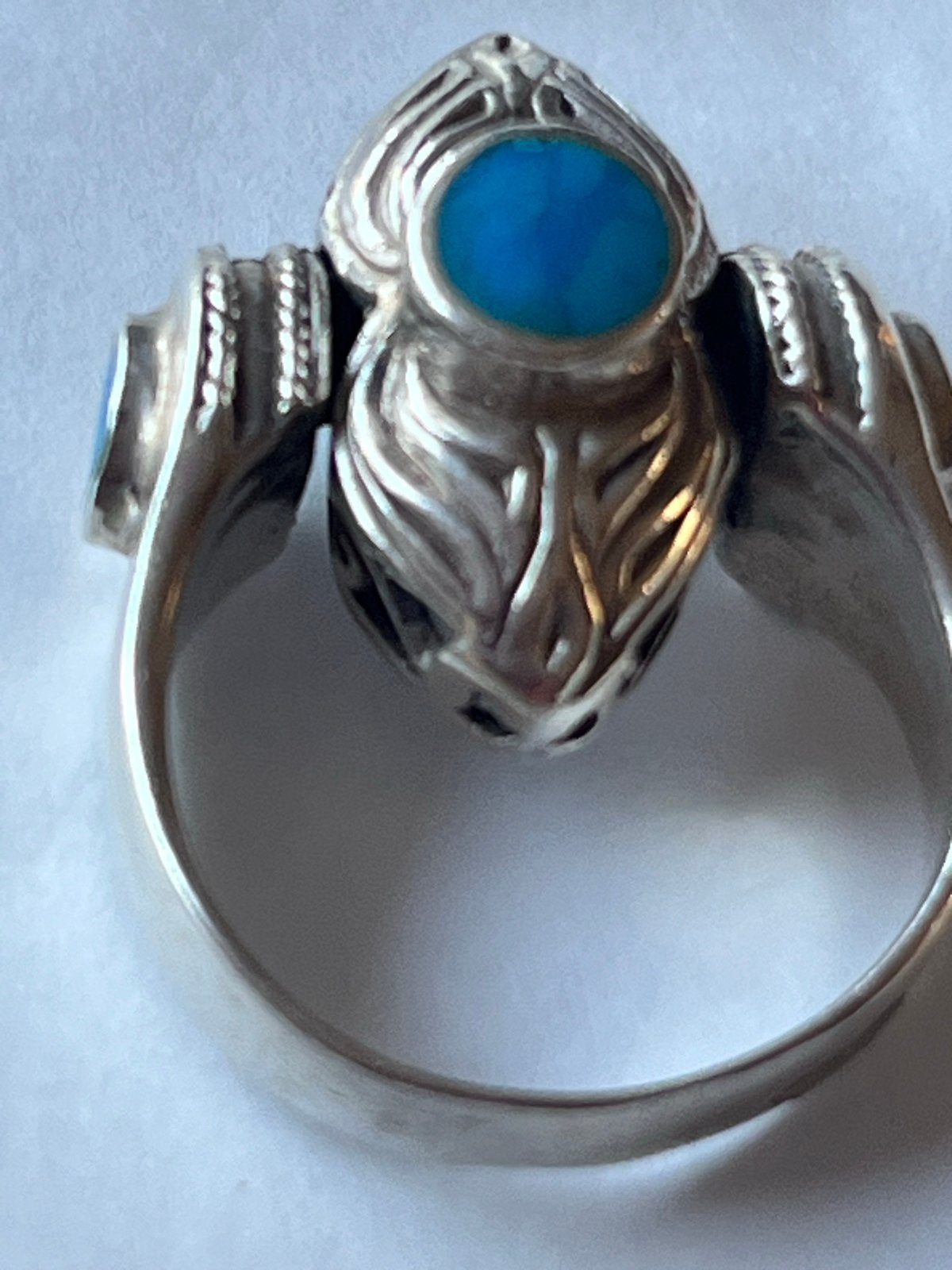 Zilveren beweegbare ring met Turkoois, 18 tot 19, Verzenden, Zo goed als nieuw, Met edelsteen