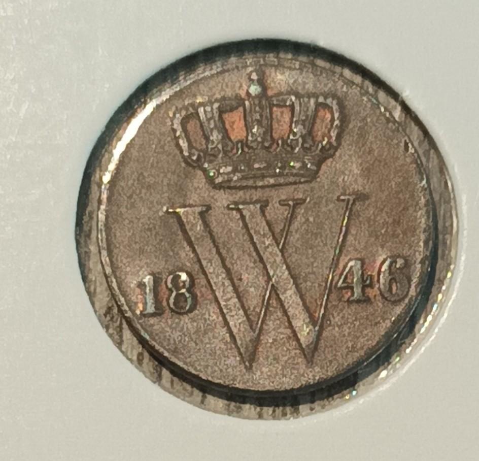 Halve cent Willem II 1846, Ophalen of Verzenden, Koning Willem II, Overige waardes, Losse munt