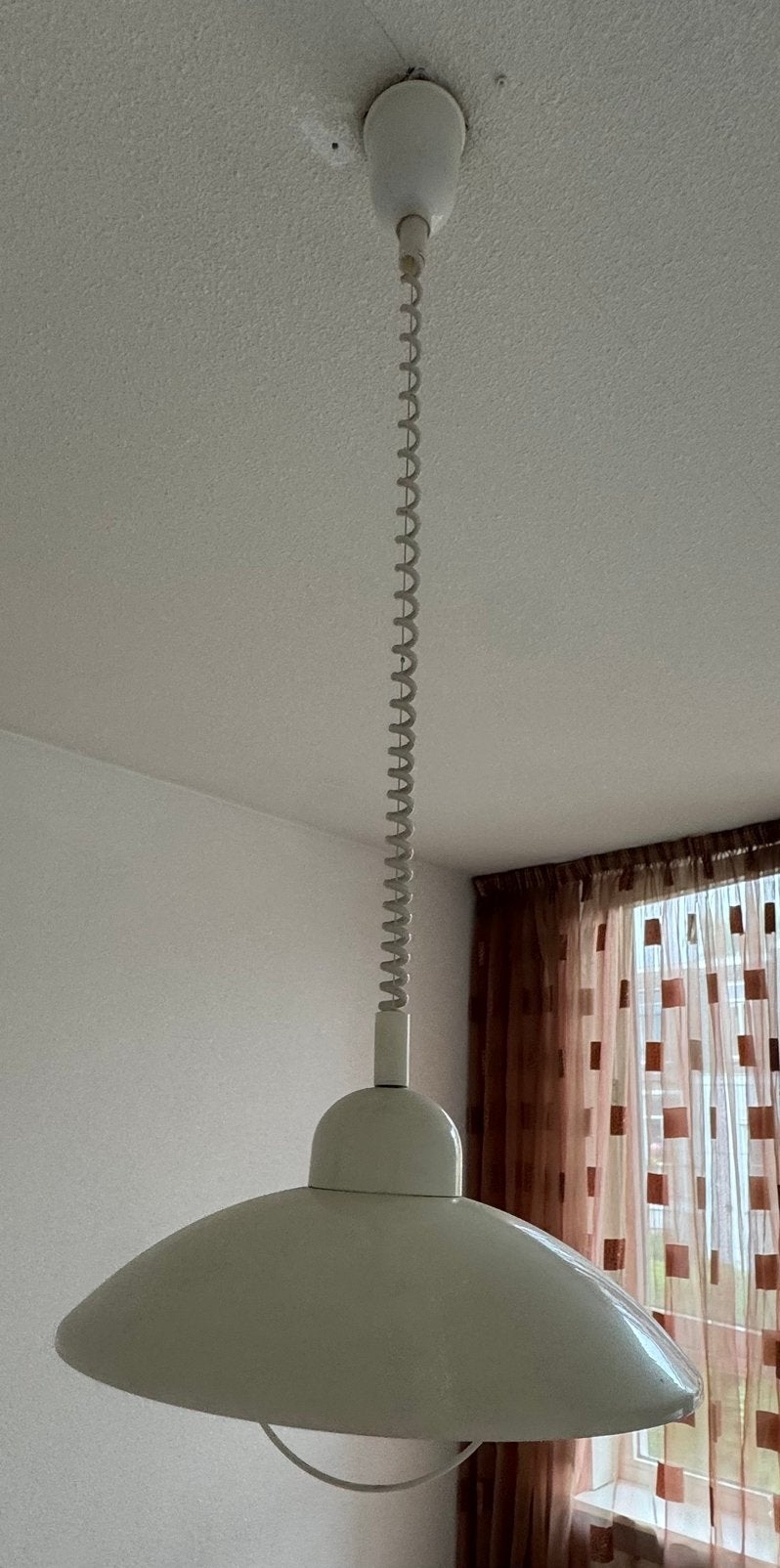 Vintage Witte Hanglamp met Spiraalkabel -Jaren '80 Design 2x, Ophalen, Gebruikt
