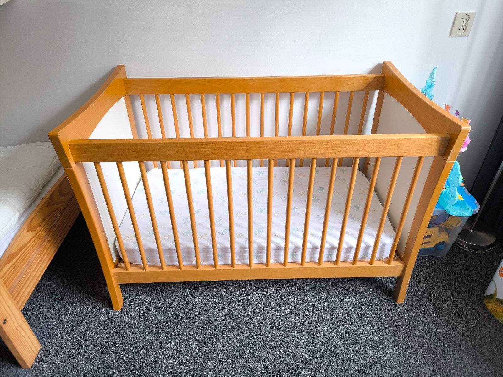 Houten Ledikant met Verstelbare Bodem, Kinderen en Baby's, Babywiegjes en Ledikanten, Ophalen, Gebruikt, Ledikant