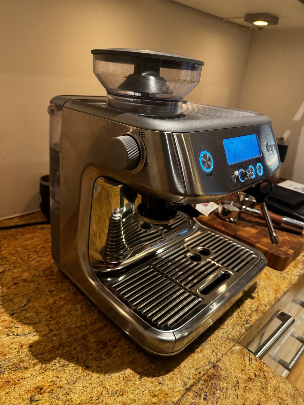 Sage Barista Pro Espresso machine + accessories, Ophalen, Afneembaar waterreservoir, Espresso apparaat, Koffiebonen